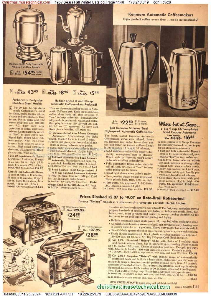 1957 Sears Fall Winter Catalog, Page 1140