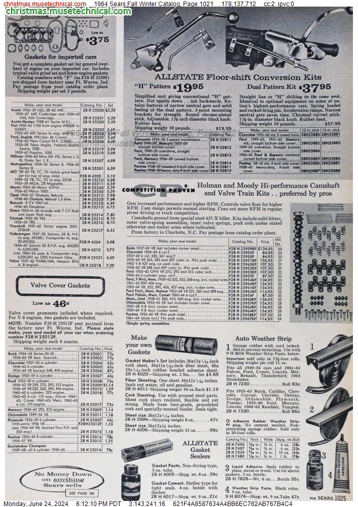 1964 Sears Fall Winter Catalog, Page 1021