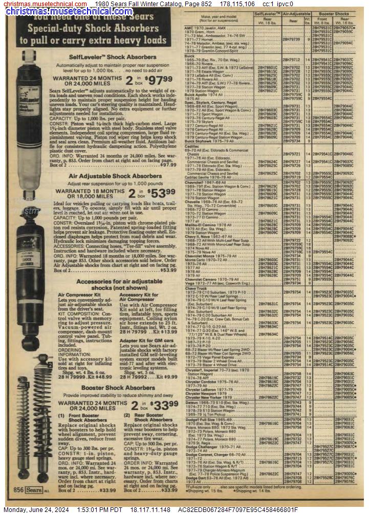 1980 Sears Fall Winter Catalog, Page 852