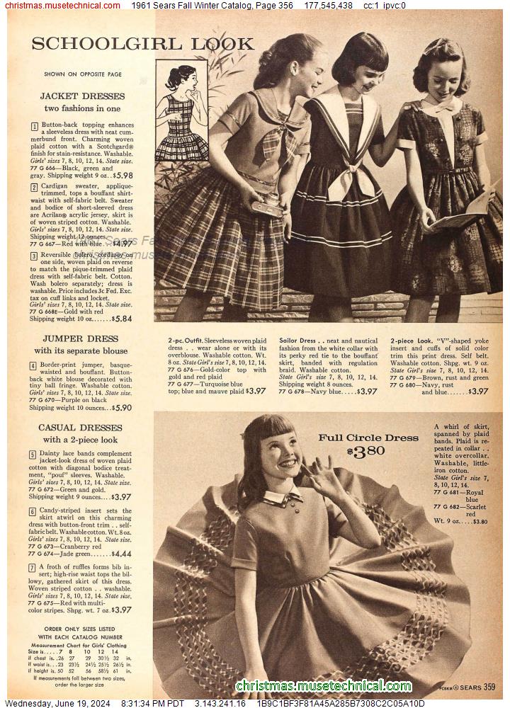 1961 Sears Fall Winter Catalog, Page 356
