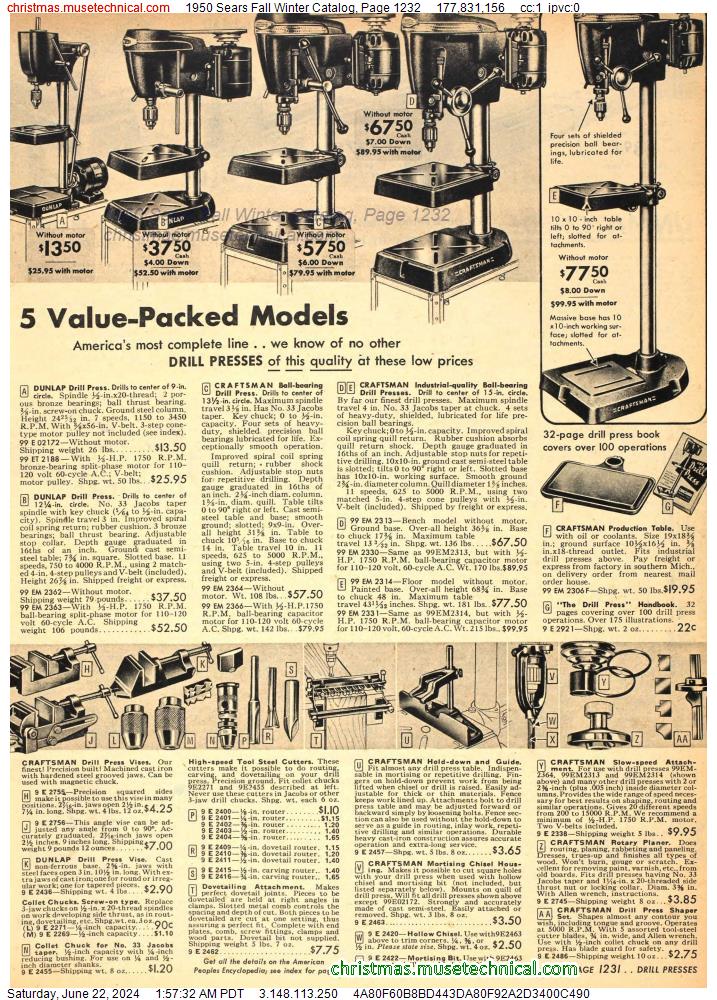 1950 Sears Fall Winter Catalog, Page 1232