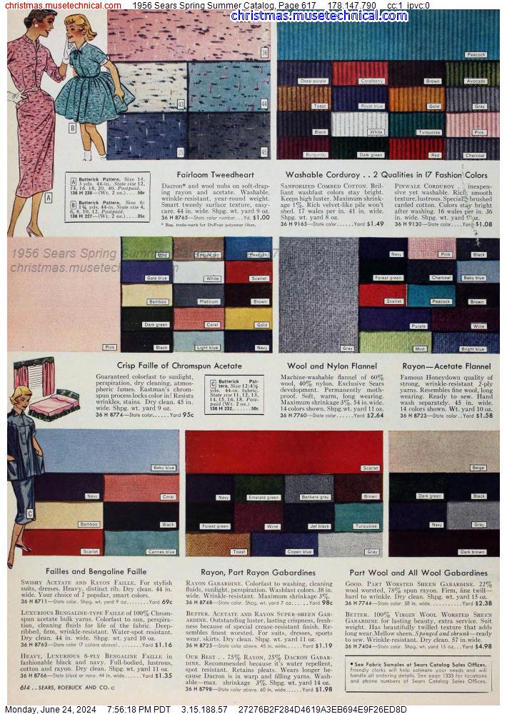 1956 Sears Spring Summer Catalog, Page 617