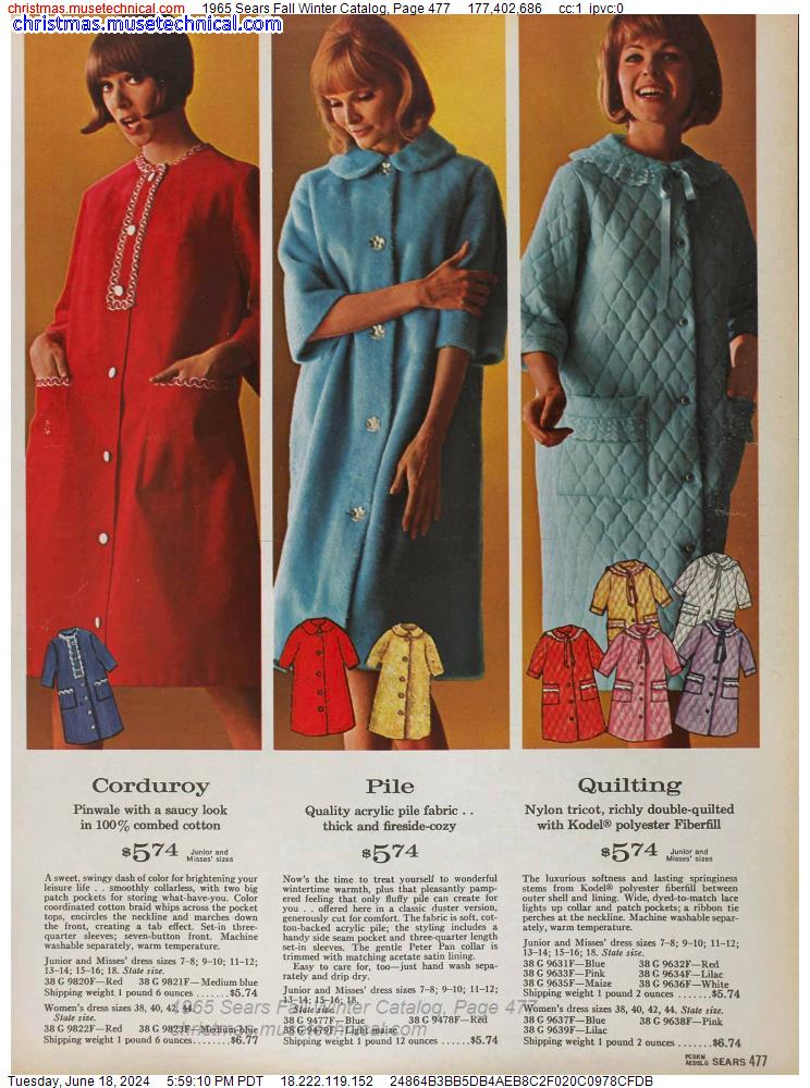 1965 Sears Fall Winter Catalog, Page 477