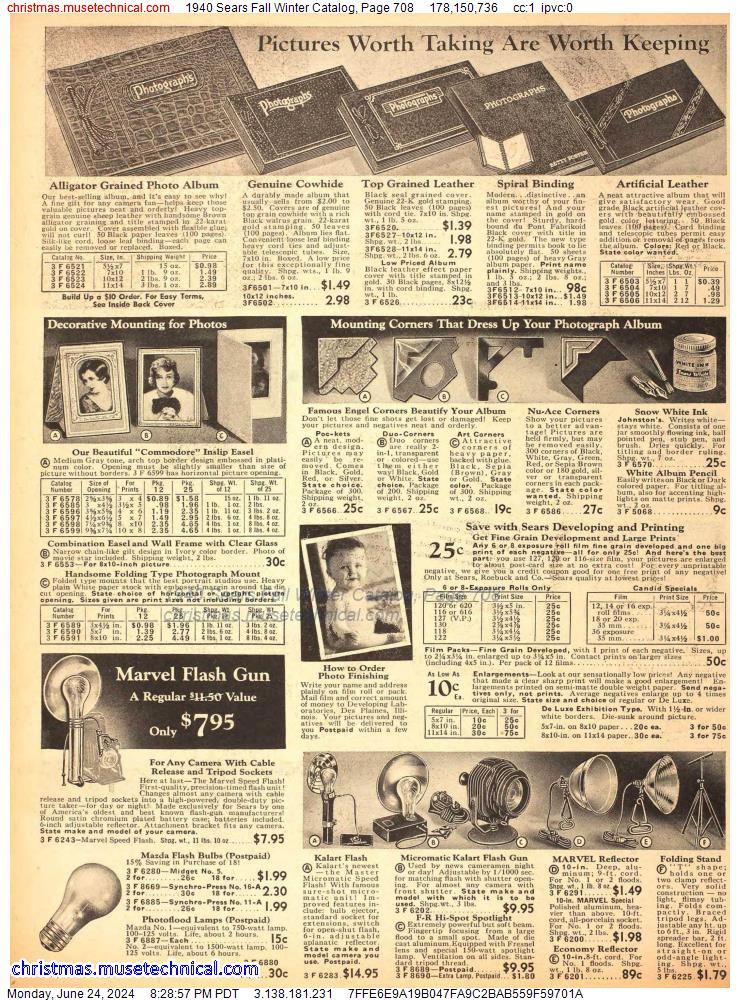 1940 Sears Fall Winter Catalog, Page 708
