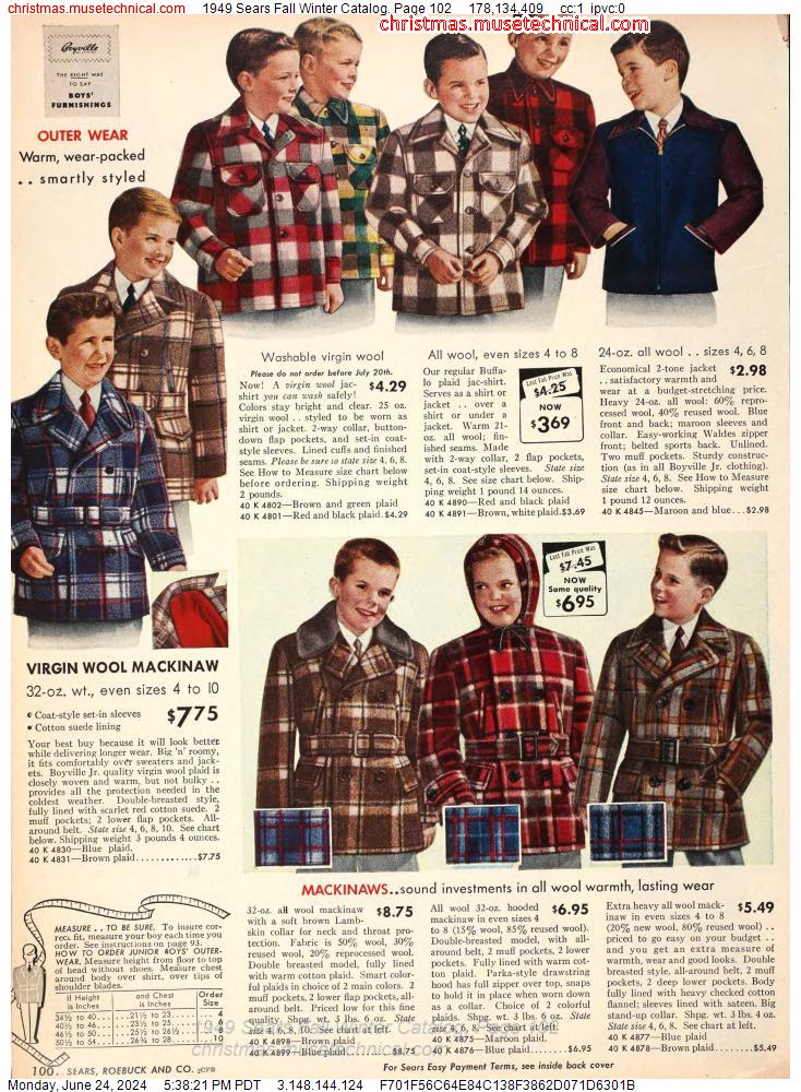 1949 Sears Fall Winter Catalog, Page 102