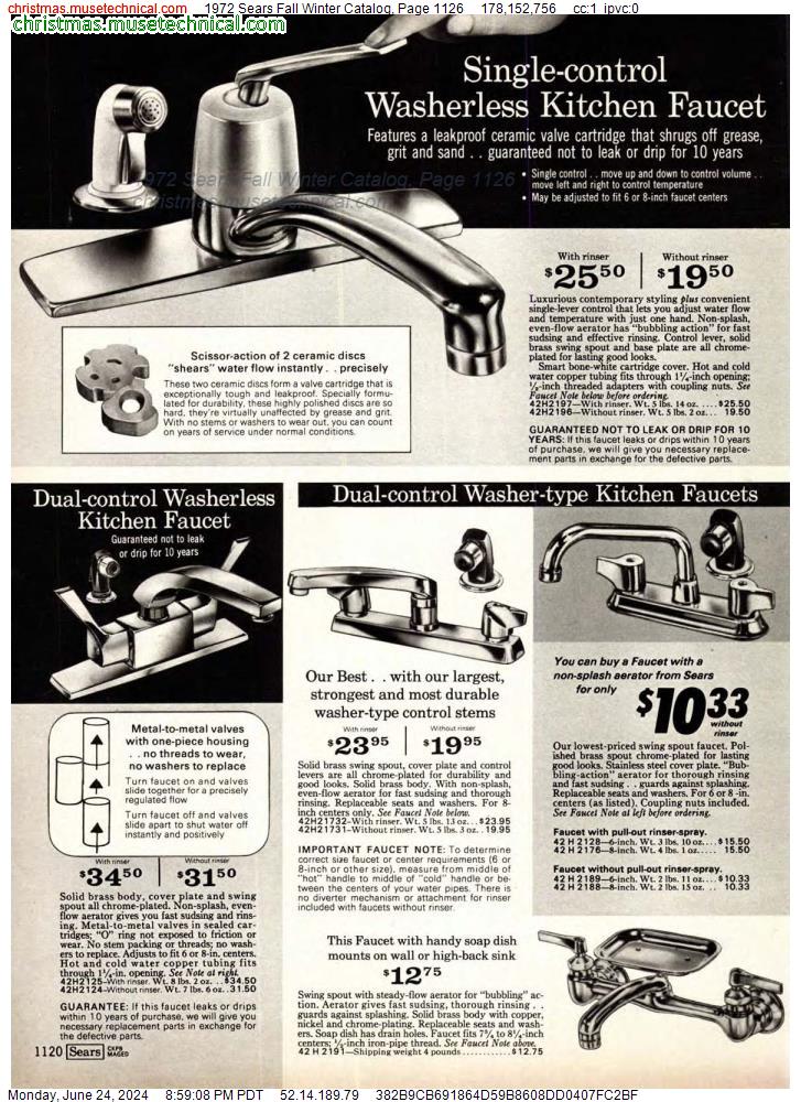 1972 Sears Fall Winter Catalog, Page 1126
