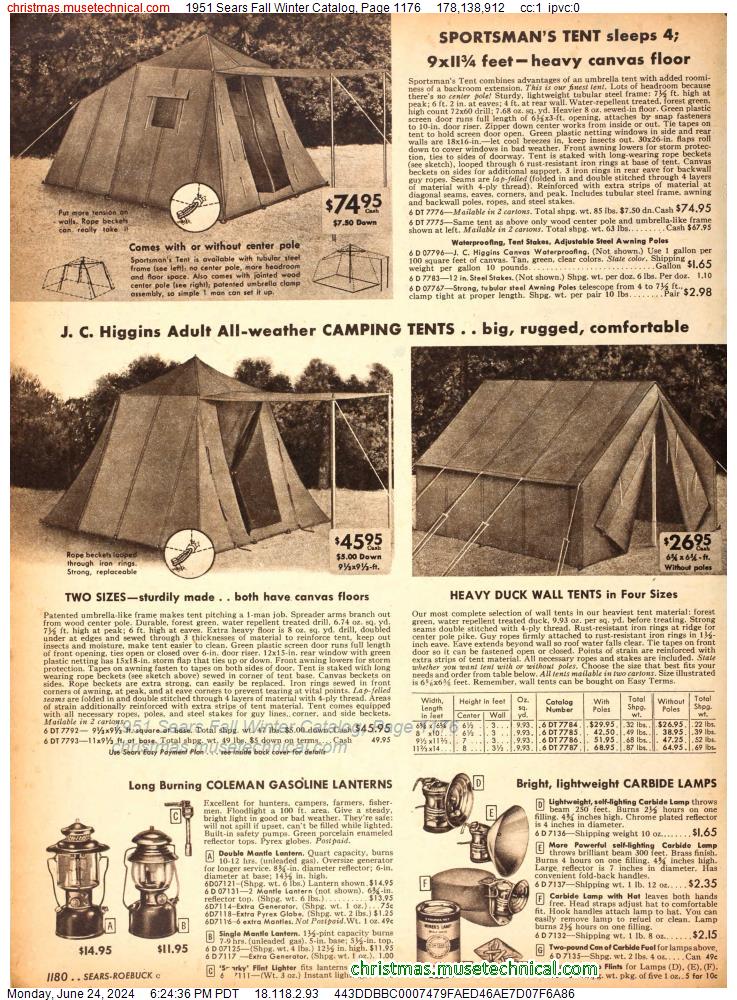 1951 Sears Fall Winter Catalog, Page 1176