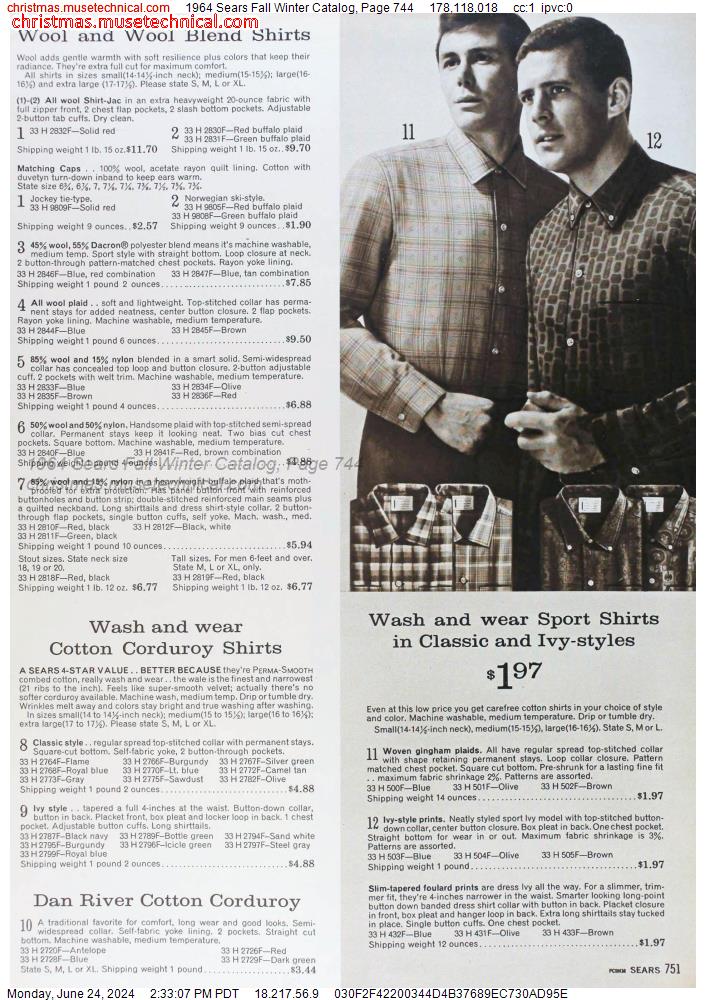 1964 Sears Fall Winter Catalog, Page 744