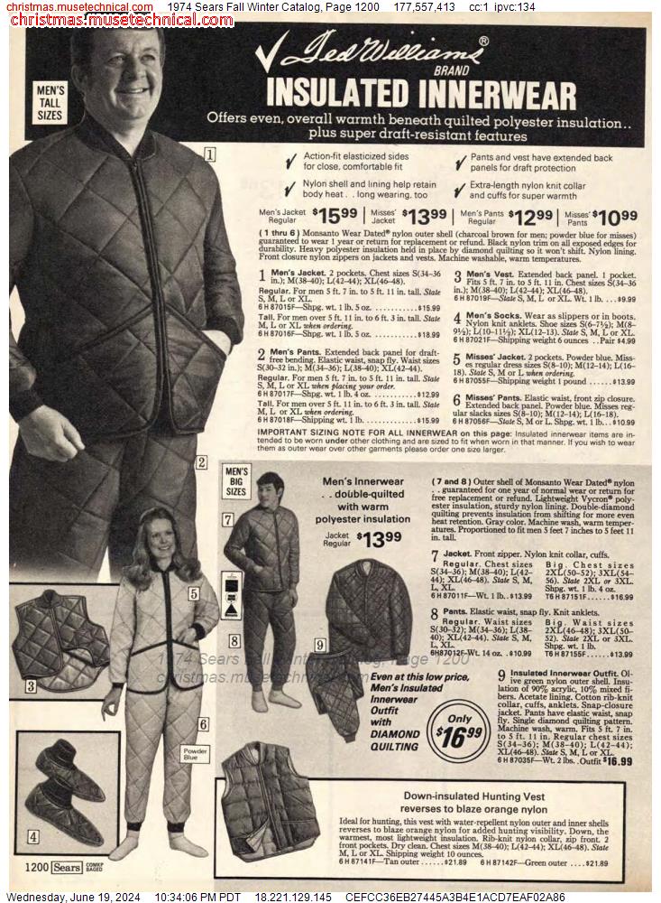1974 Sears Fall Winter Catalog, Page 1200