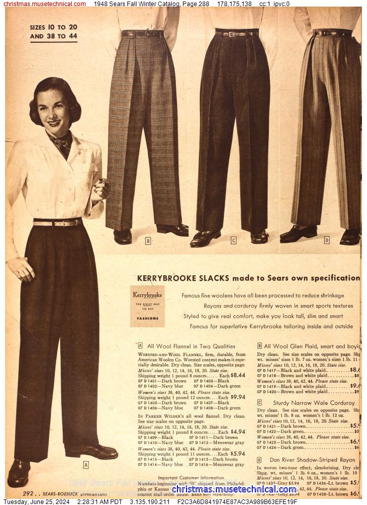 1948 Sears Fall Winter Catalog, Page 288