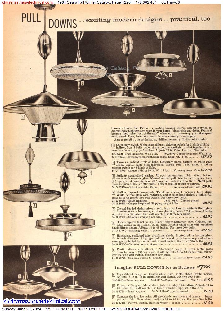1961 Sears Fall Winter Catalog, Page 1226