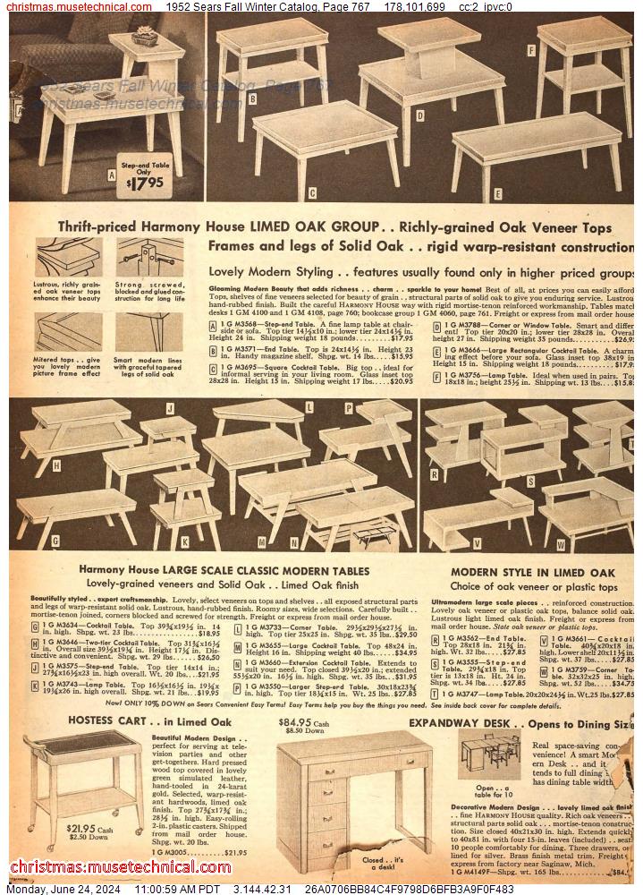 1952 Sears Fall Winter Catalog, Page 767