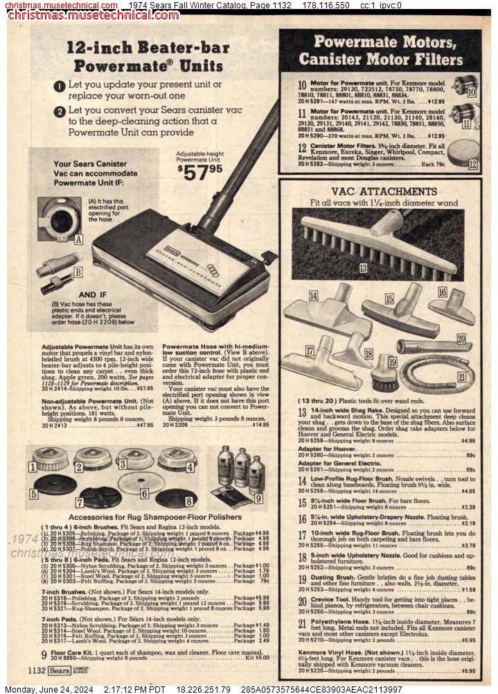 1974 Sears Fall Winter Catalog, Page 1132