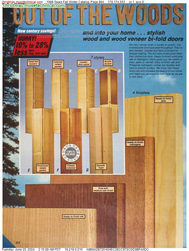 1986 Sears Fall Winter Catalog, Page 864
