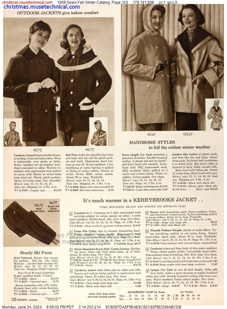 1958 Sears Fall Winter Catalog, Page 120