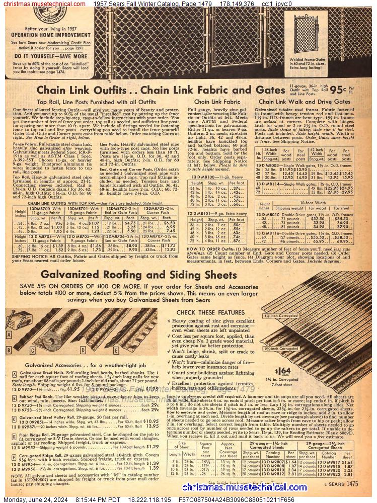 1957 Sears Fall Winter Catalog, Page 1479