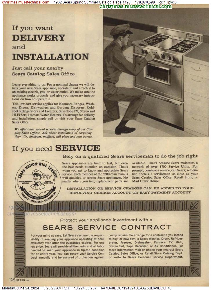 1962 Sears Spring Summer Catalog, Page 1196