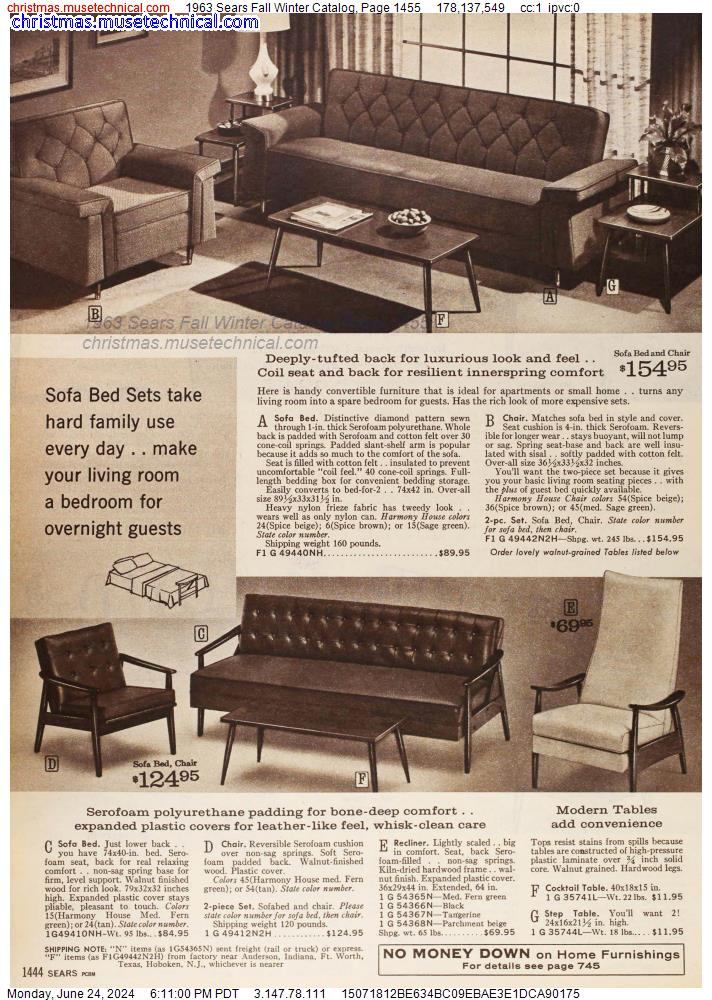 1963 Sears Fall Winter Catalog, Page 1455