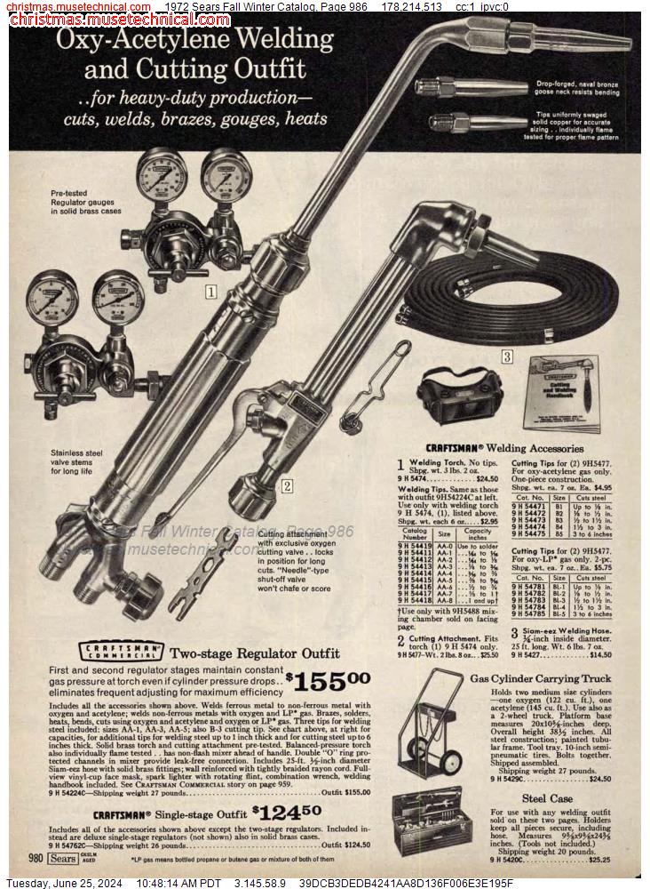 1972 Sears Fall Winter Catalog, Page 986