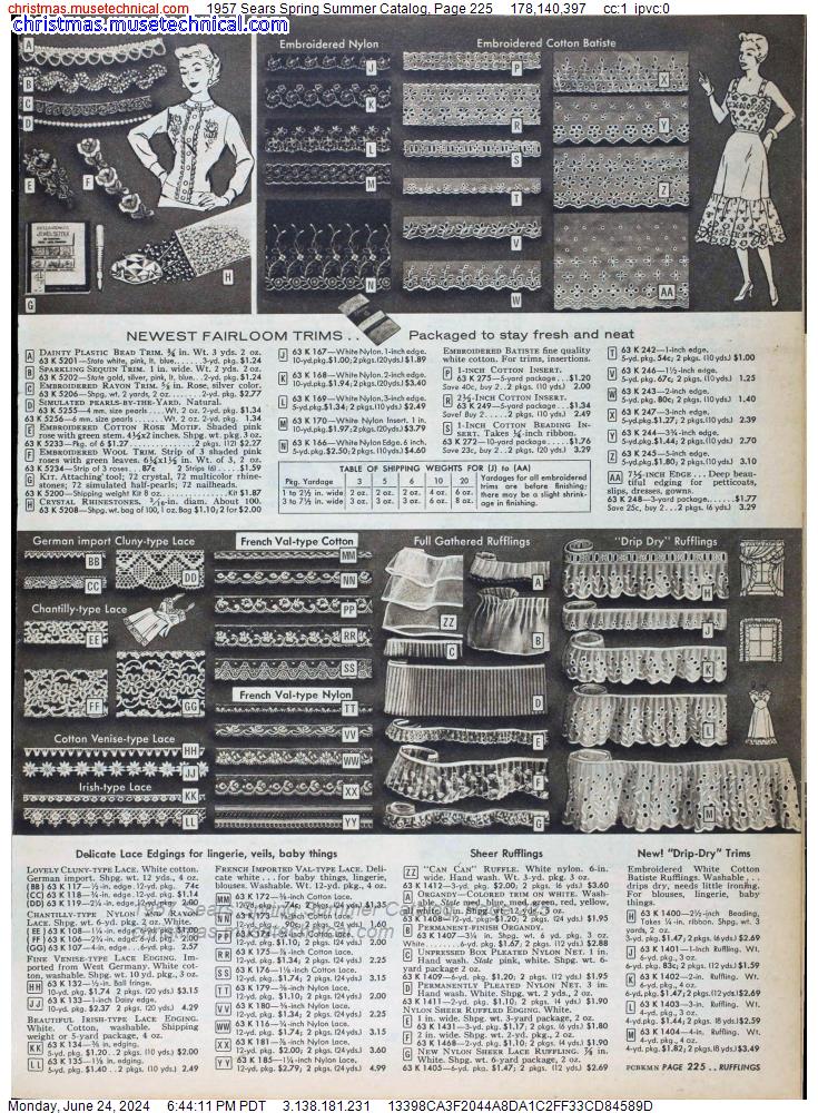1957 Sears Spring Summer Catalog, Page 225