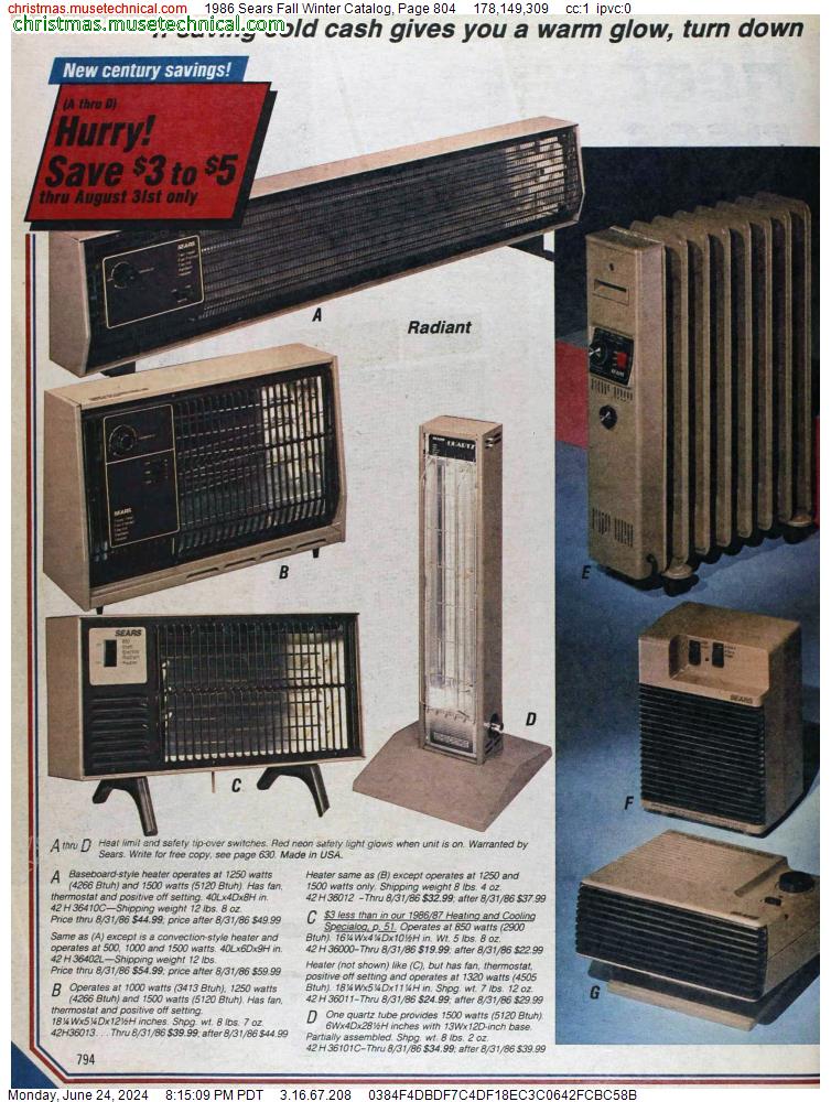 1986 Sears Fall Winter Catalog, Page 804