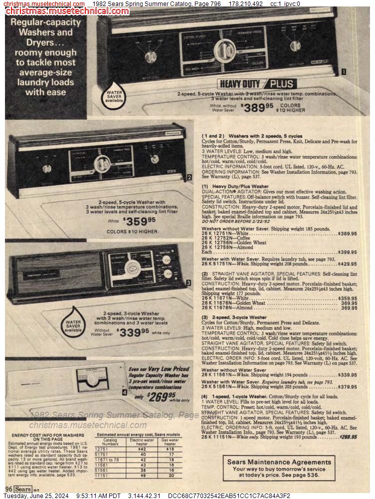 1982 Sears Spring Summer Catalog, Page 796