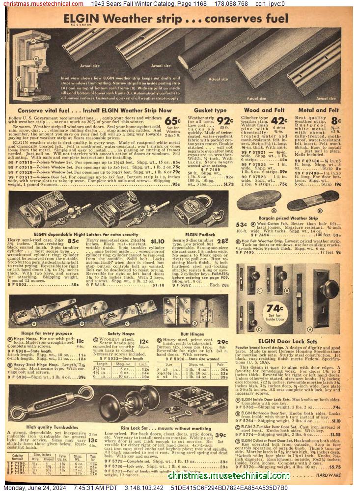 1943 Sears Fall Winter Catalog, Page 1168