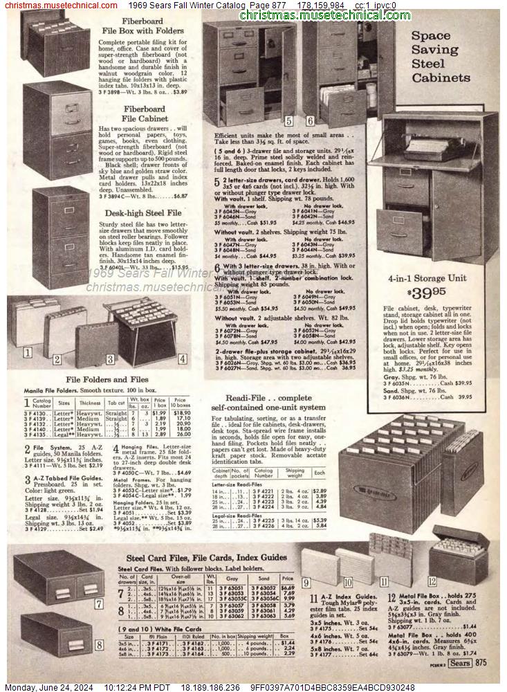 1969 Sears Fall Winter Catalog, Page 877