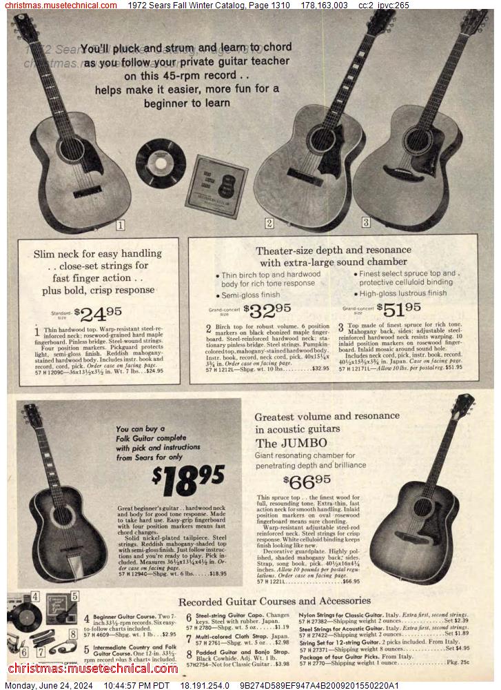 1972 Sears Fall Winter Catalog, Page 1310