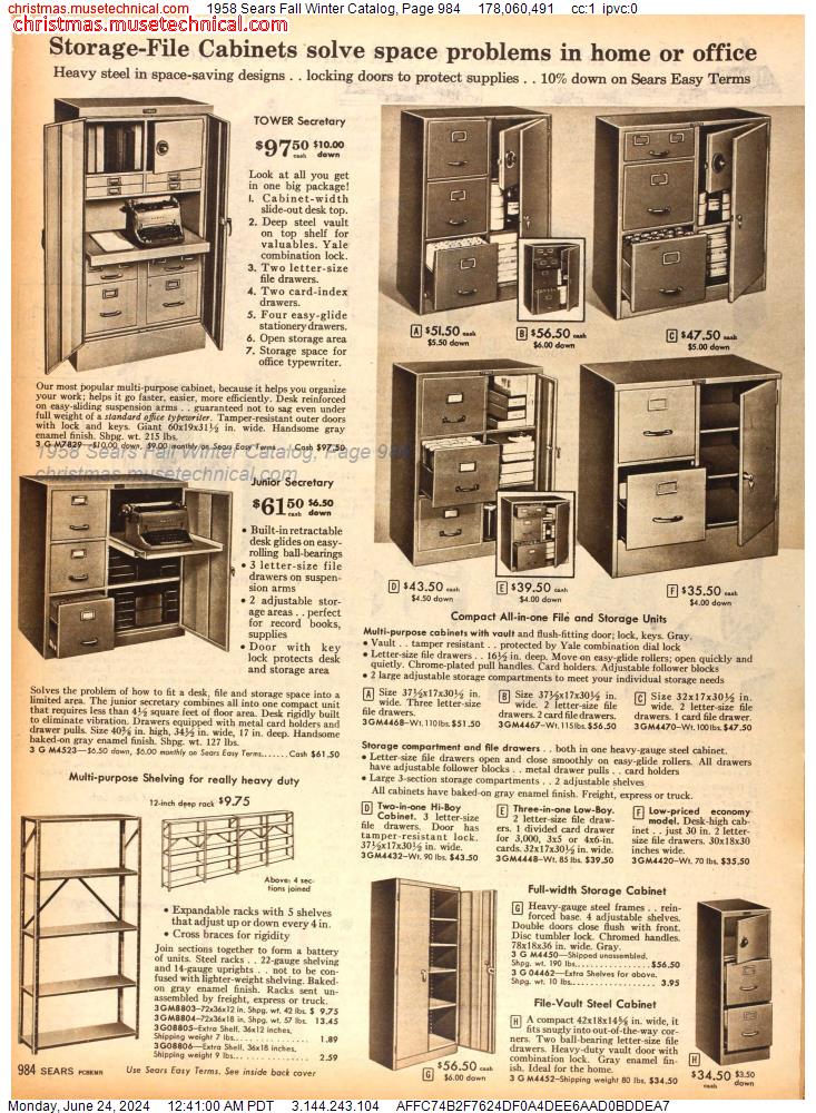 1958 Sears Fall Winter Catalog, Page 984