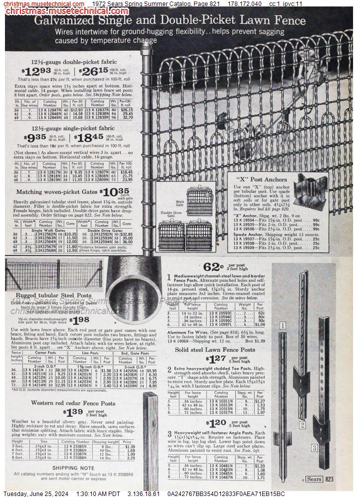 1972 Sears Spring Summer Catalog, Page 821