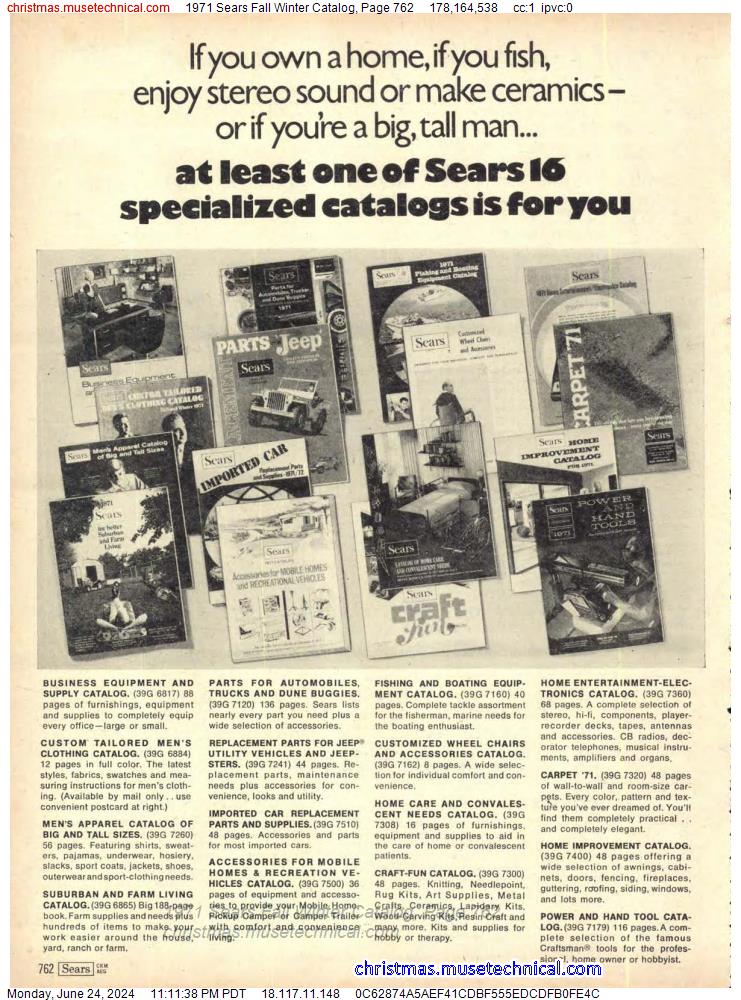 1971 Sears Fall Winter Catalog, Page 762