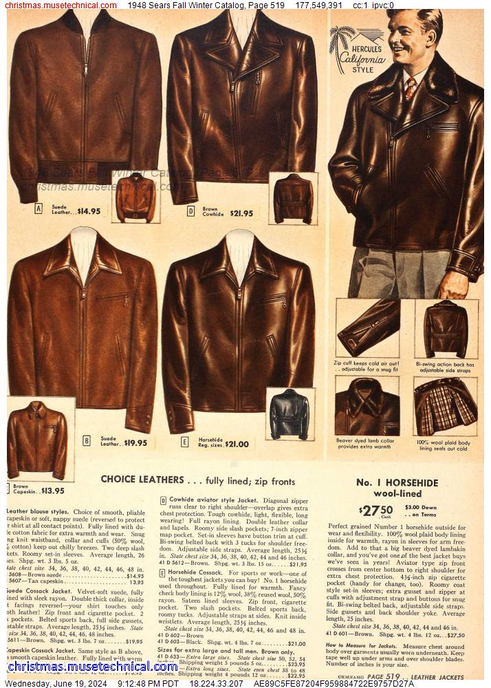 1948 Sears Fall Winter Catalog, Page 519