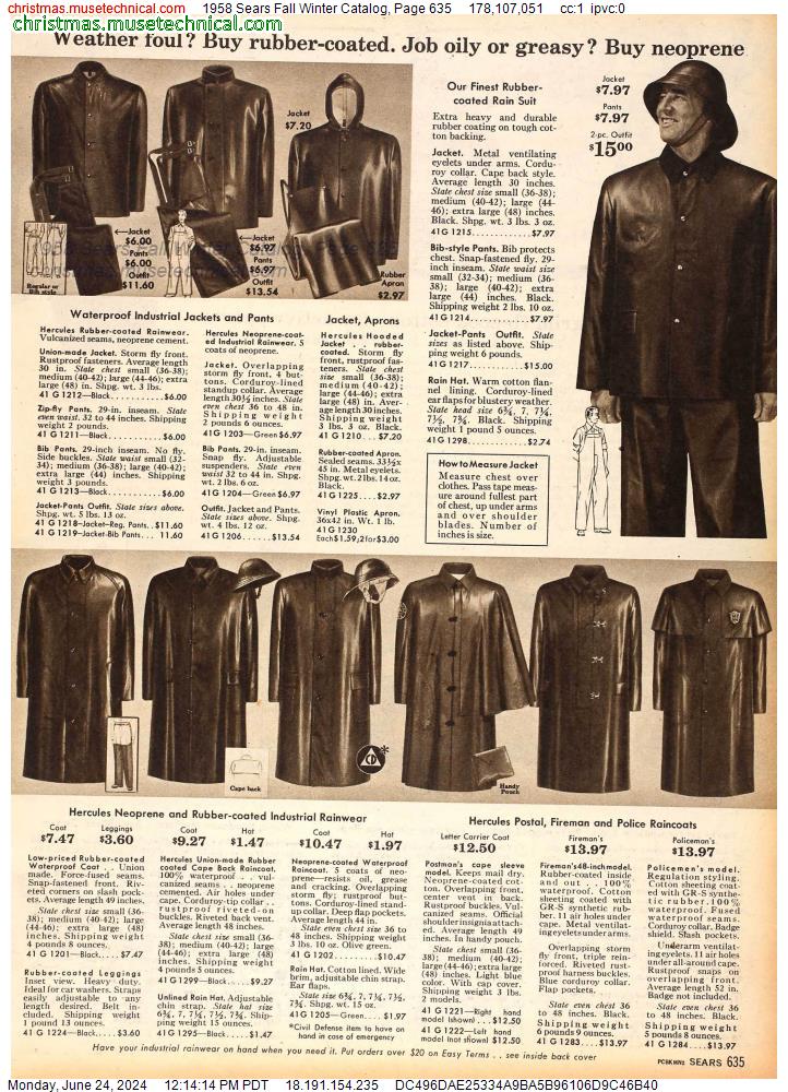 1958 Sears Fall Winter Catalog, Page 635