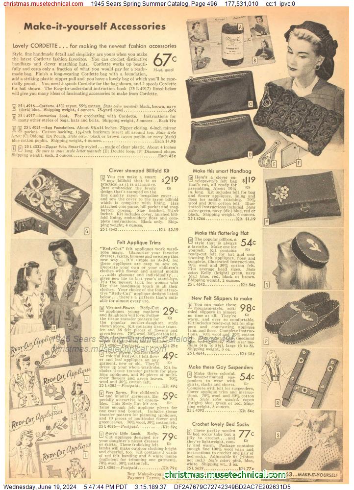 1945 Sears Spring Summer Catalog, Page 496