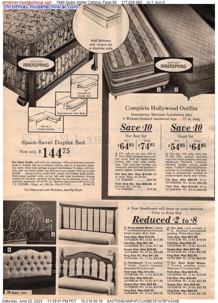 1969 Sears Winter Catalog, Page 98