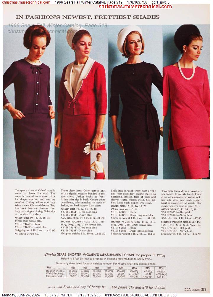 1966 Sears Fall Winter Catalog, Page 319