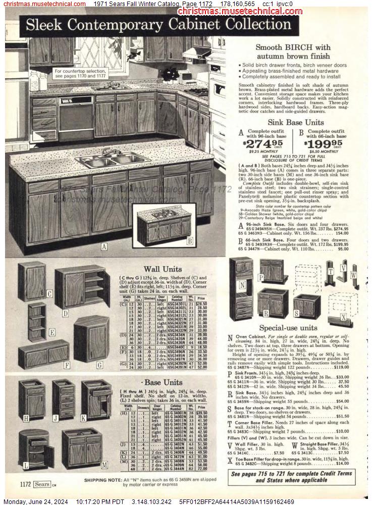 1971 Sears Fall Winter Catalog, Page 1172