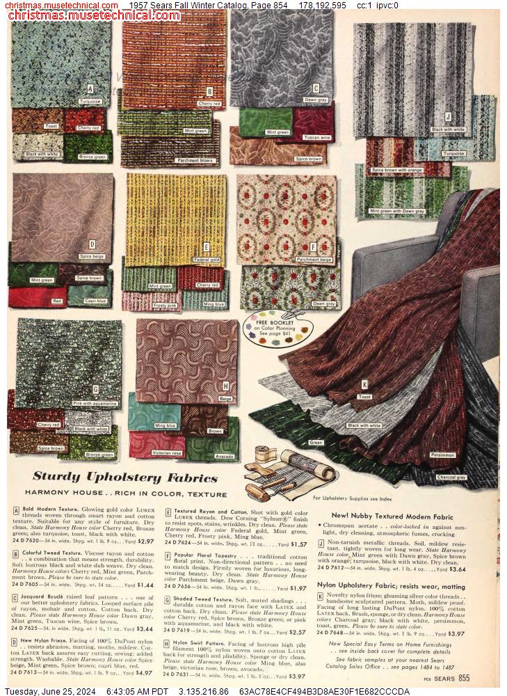 1957 Sears Fall Winter Catalog, Page 854