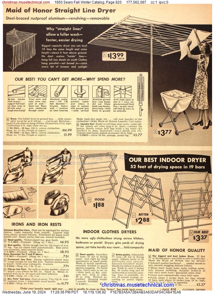 1950 Sears Fall Winter Catalog, Page 820