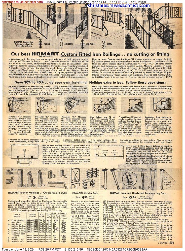 1958 Sears Fall Winter Catalog, Page 1413