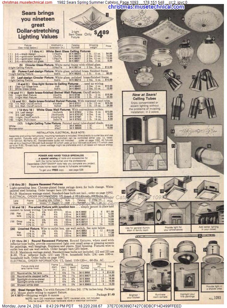 1982 Sears Spring Summer Catalog, Page 1093