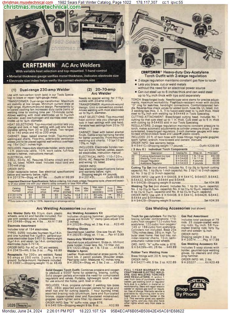 1982 Sears Fall Winter Catalog, Page 1022