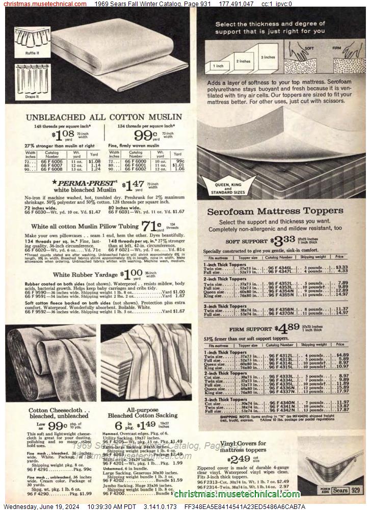 1969 Sears Fall Winter Catalog, Page 931