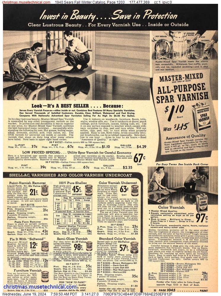 1940 Sears Fall Winter Catalog, Page 1203
