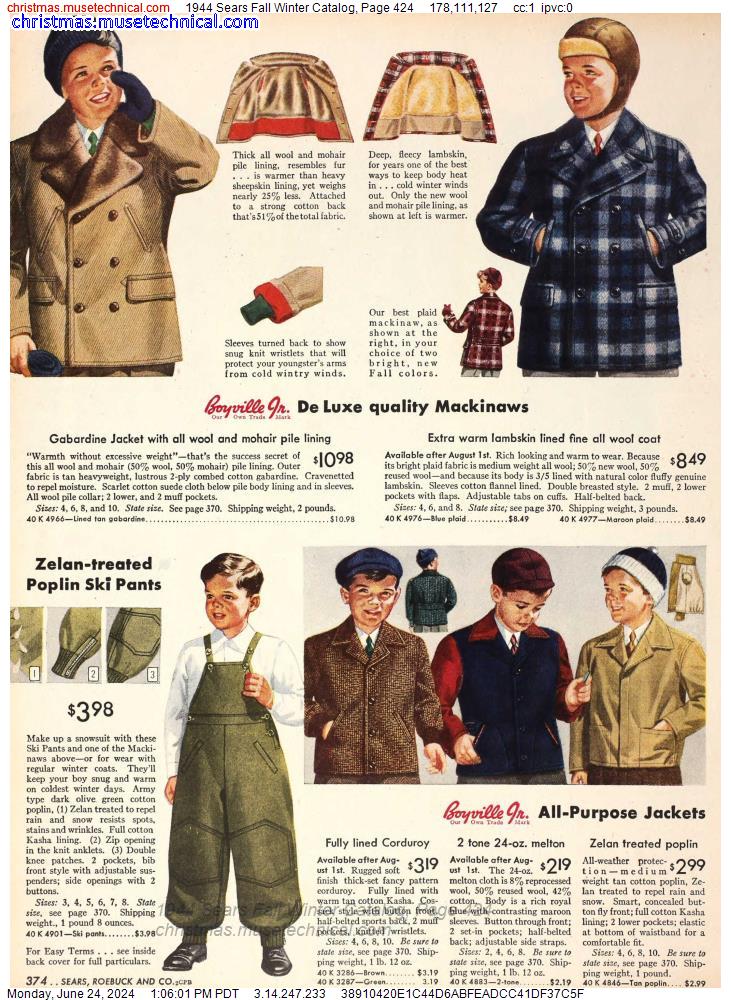 1944 Sears Fall Winter Catalog, Page 424