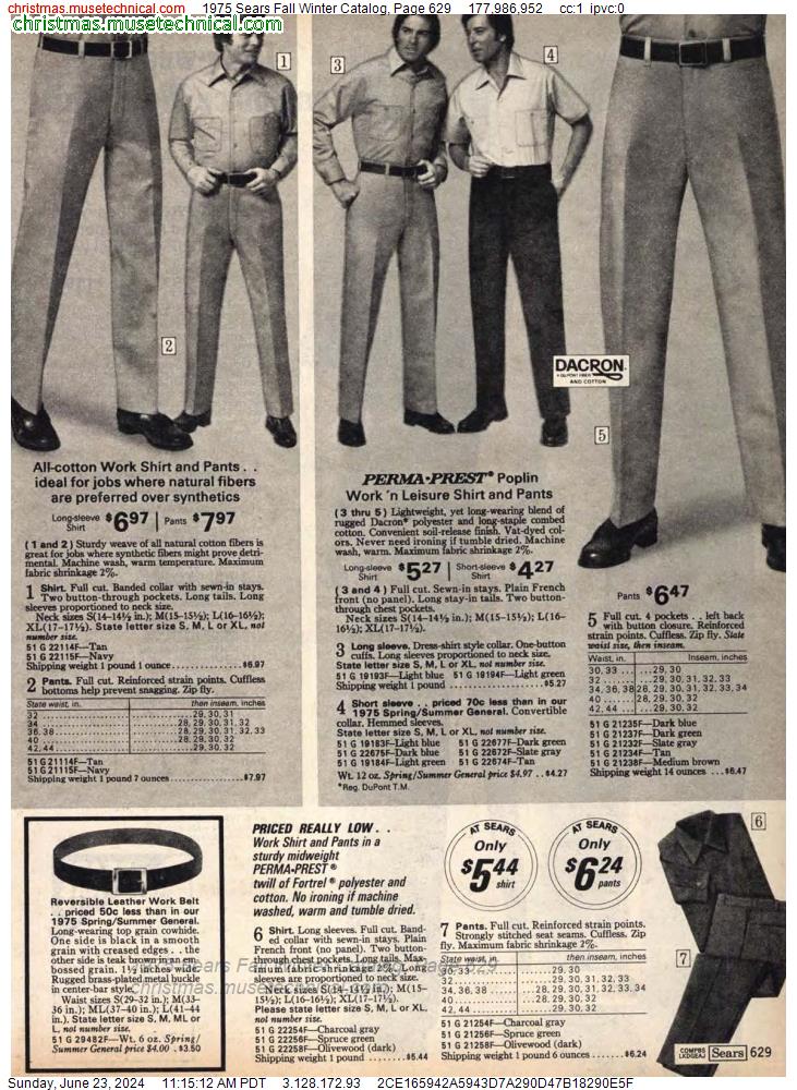 1975 Sears Fall Winter Catalog, Page 629