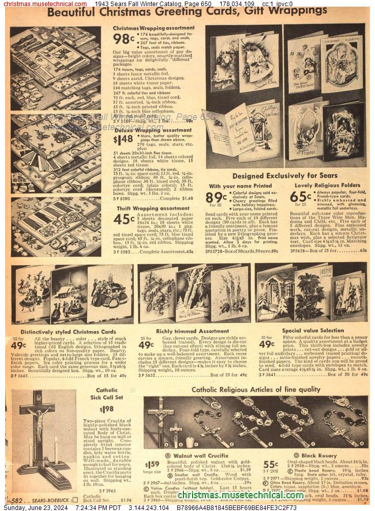 1943 Sears Fall Winter Catalog, Page 650