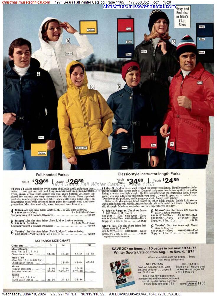 1974 Sears Fall Winter Catalog, Page 1165