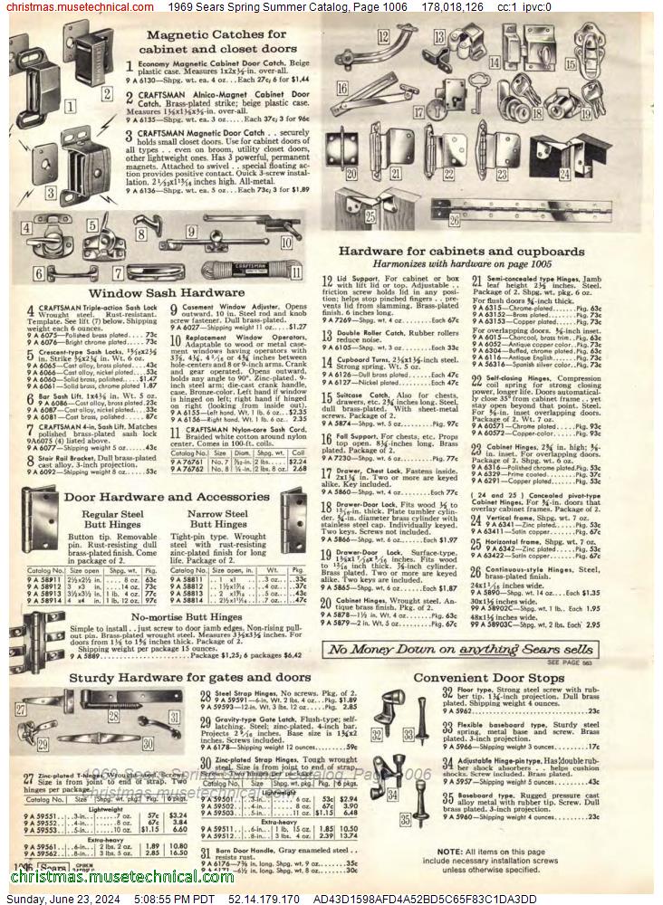 1969 Sears Spring Summer Catalog, Page 1006